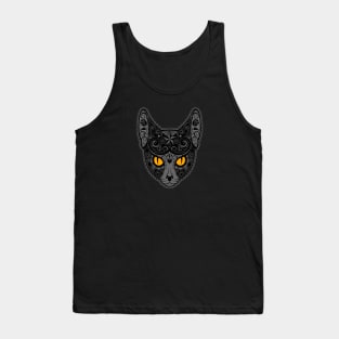 Decorated Dark Sugar Skull Cat Tank Top